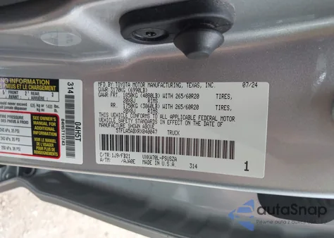 2024 Toyota Tundra Sr5 z USA, uszkodzony, nr VIN 5TFLA5ABXRX040047